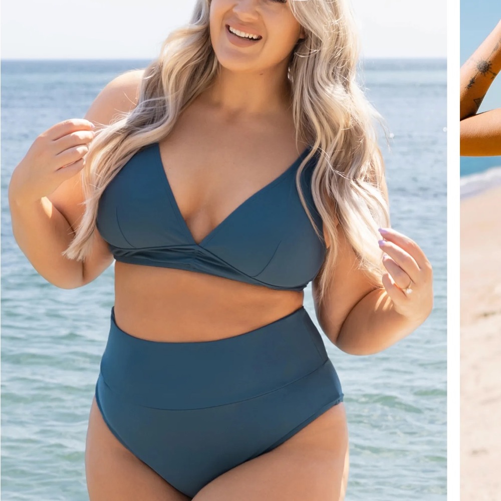 Blue XL high waisted bathing suit